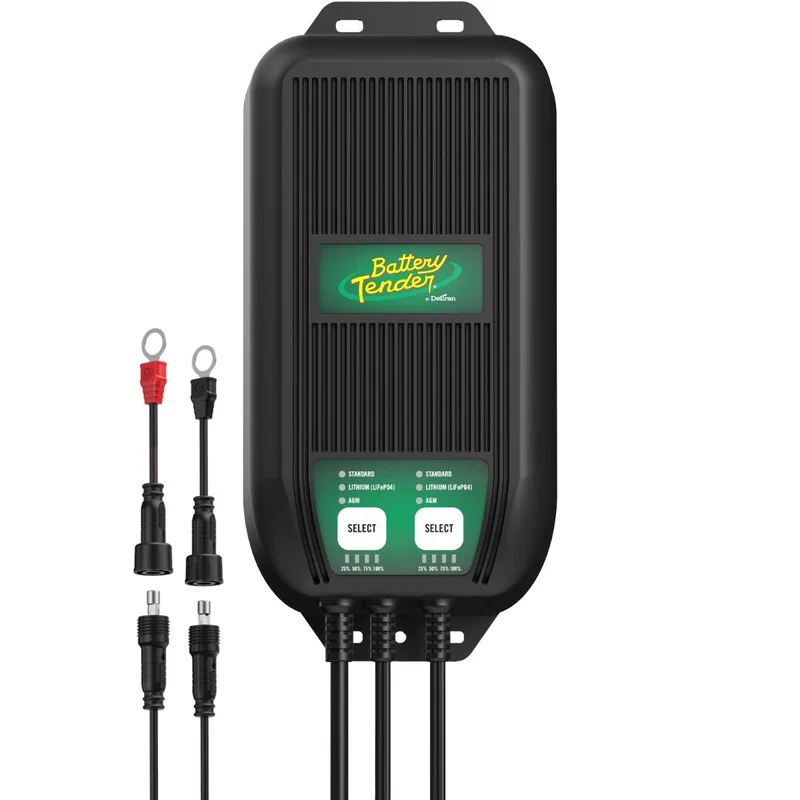 022-1007-DL-WH – BATTERY TEND Battery Charger, For 12 Volt Batteries Automotive 2-Bank Charger AGM/ Gel/ Flooded Lead...